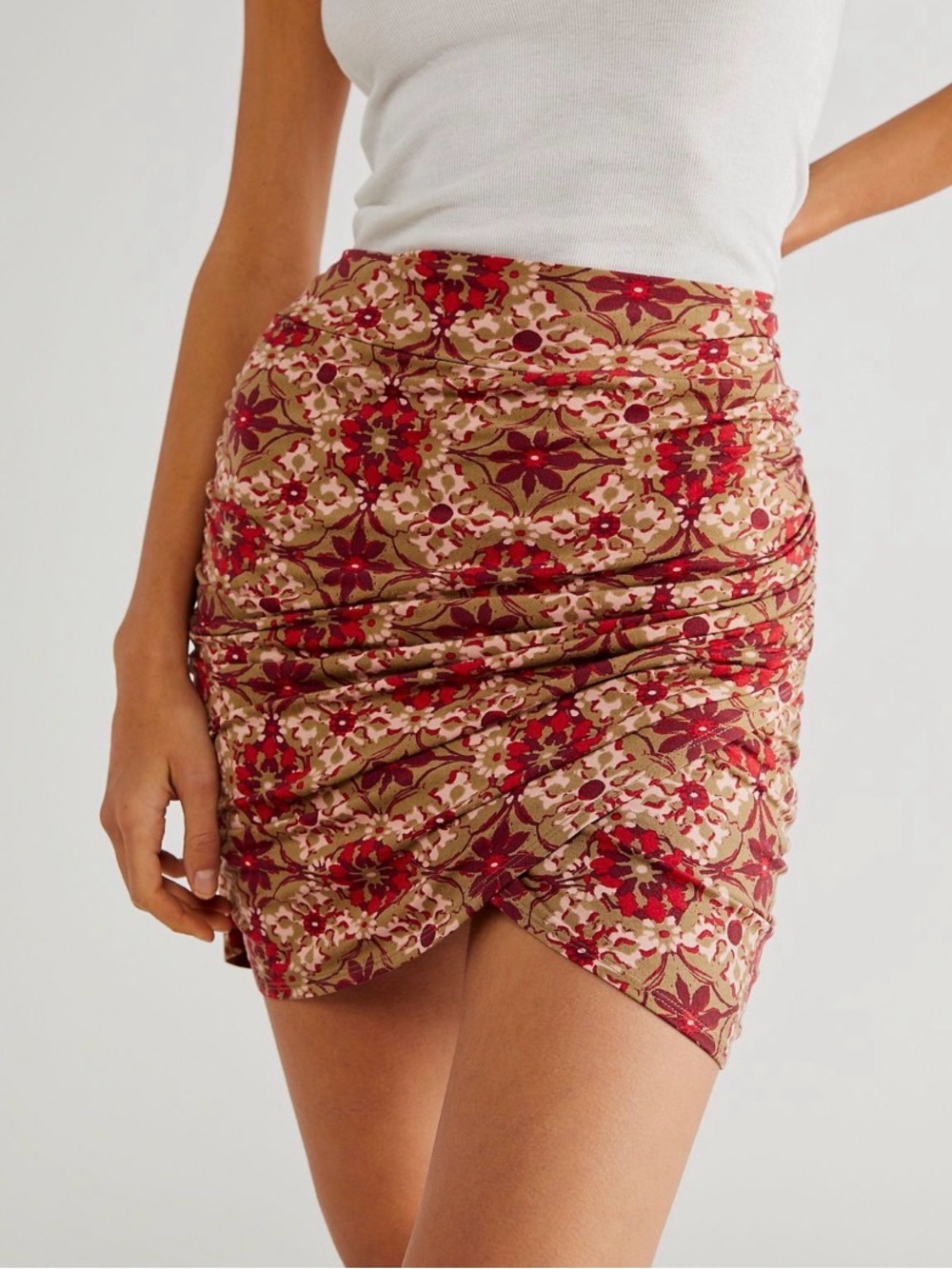 Free People Ruched Wrap Mini Skirt